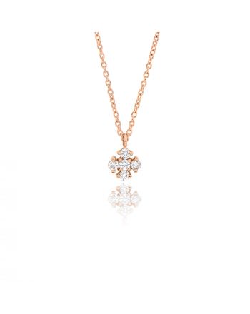 Μενταγιόν Σταυρουδάκι με Αλυσίδα από Ροζ Χρυσό Κ18 με Διαμάντια Μπριγιάν 030533