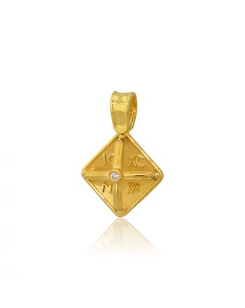 Μενταγιόν Κωνσταντινάτο από Κίτρινο Χρυσό Κ9 με Πέτρες Ζιργκόν 030646
