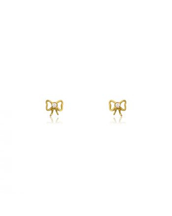Σκουλαρίκια Φιογκάκια από Κίτρινο Χρυσό 9 Καρατίων με Πέτρες Ζιργκόν 030684