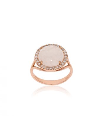 Δαχτυλίδι Ροζέτα Ροζ Χρυσό Κ14 με Πέτρες Ζιργκόν και Χαλαζία 030846
