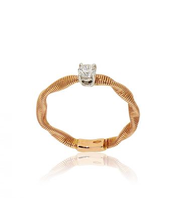 Μονόπετρο Δαχτυλίδι Ροζ Χρυσό Κ18 με Διαμάντι Μπριγιάν 031097