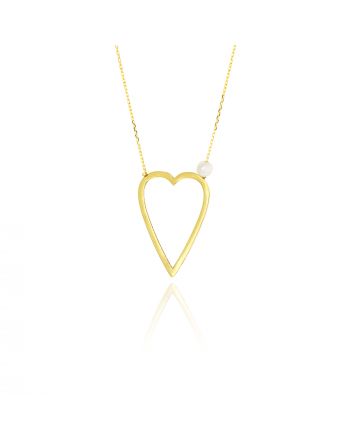 Μενταγιόν με Αλυσίδα Καρδιά απο Κίτρινο Χρυσό Κ14 031336