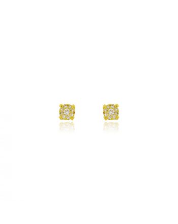 Σκουλαρίκια Ροζέτες Κίτρινο Χρυσό Κ18 με Διαμάντια Μπριγιάν 031355