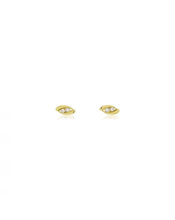 Σκουλαρίκια Κίτρινο Χρυσό 14 Καρατίων Κ14 με Πέτρες Ζιργκόν 031408