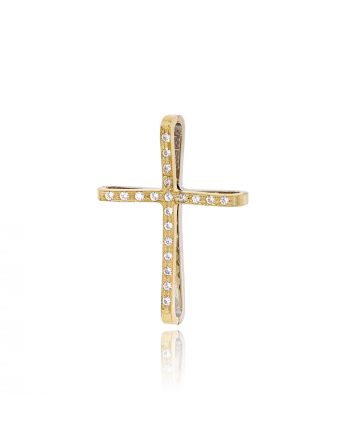 Σταυρός Βάπτισης Val΄Oro για Κορίτσι Κίτρινο Λευκό Χρυσό Κ14 με Πέτρες Ζιργκόν 031881