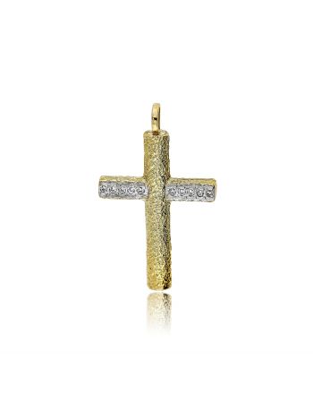Σταυρός Βάπτισης για Κορίτσι από Κίτρινο Χρυσό Κ14 με Πέτρες Ζιργκόν 033018