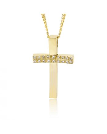 Σταυρός Βάπτισης Val΄Oro με Αλυσίδα για Κορίτσι Κίτρινο Χρυσό Κ14 033105