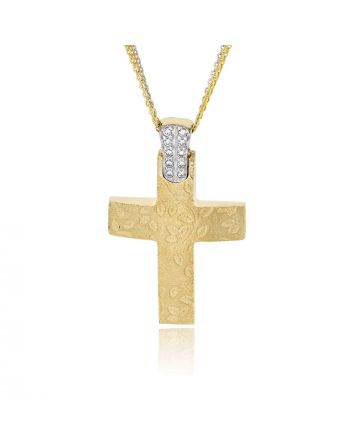 Σταυρός Βάπτισης Val΄Oro με Αλυσίδα για Κορίτσι Κίτρινο & Λευκό Χρυσό Κ14 033146