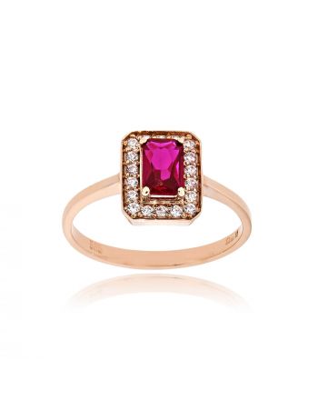 Δαχτυλίδι Ροζέτα από Ροζ Χρυσό 14 Καρατίων με Πέτρες Ζιργκόν 033434