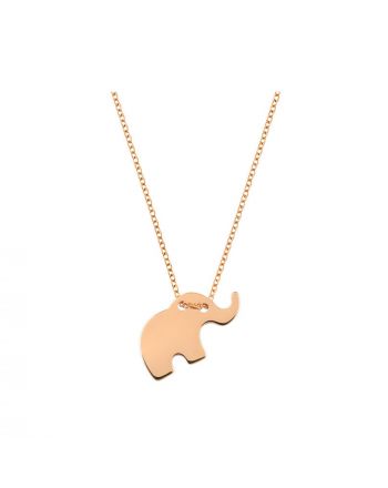 Μενταγιόν Ελέφαντας με Αλυσίδα από Ρόζ Χρυσό Κ14 034394