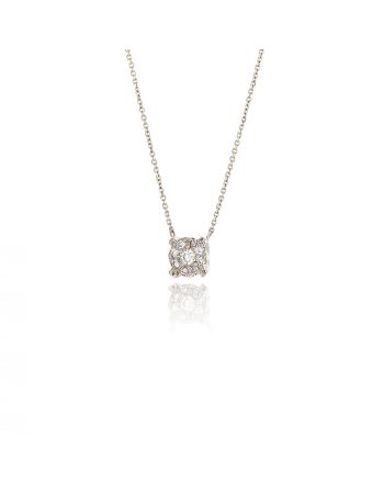 Μενταγιόν Ροζέτα με Αλυσίδα από Λευκό Χρυσό Κ18 με Διαμάντια Μπριγιάν 034518