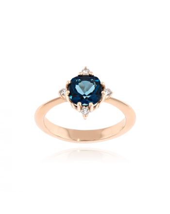 Δαχτυλίδι από Ροζ Χρυσό Κ18 με Διαμάντια και Τοπάζι 034750