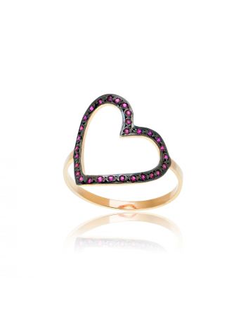 Δαχτυλίδι Καρδιά Ροζ Χρυσό 9 Καρατίων (Κ09) με Ζιργκόν 034752