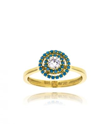 Δαχτυλίδι από Κίτρινο Χρυσό Κ14 με Πέτρες Ζιργκόν 034999