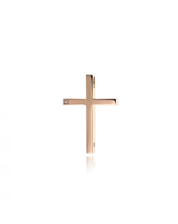 Σταυρός Βάπτισης για Κορίτσι από Ροζ Χρυσό Κ14 και Πέτρα Ζιργκόν 035585