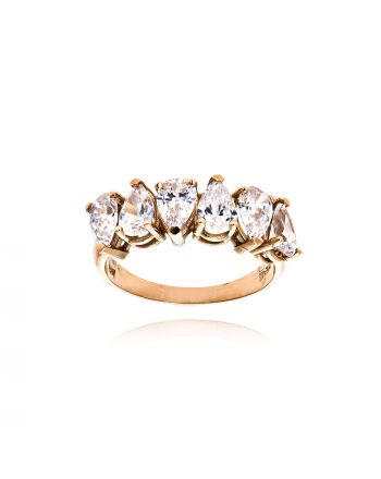 Σειρέ Δαχτυλίδι από Ροζ Χρυσό Κ14 με Πέτρες Ζιργκόν 035997