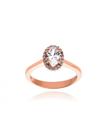 Δαχτυλίδι Ροζέτα από Ροζ Χρυσό Κ14 με Πέτρες Ζιργκόν 036008