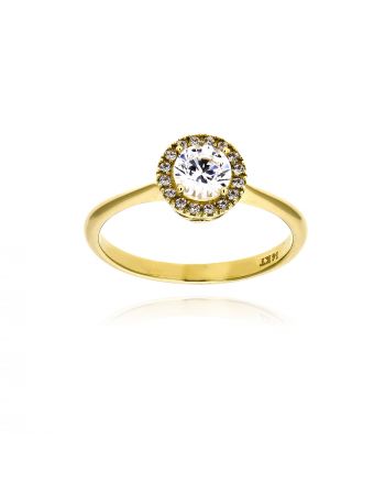 Δαχτυλίδι Ροζέτα από Κίτρινο Χρυσό Κ14 με Πέτρες Ζιργκόν 036105
