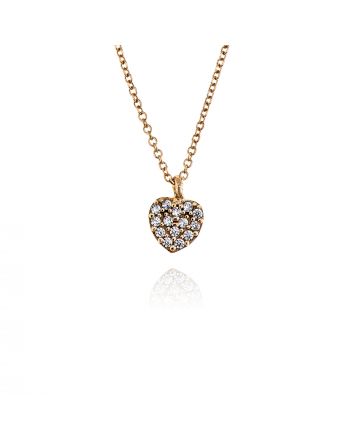 Μενταγιόν Καρδιά με Αλυσίδα από Ροζ Χρυσό Κ09 με Πέτρες Ζιργκόν 036191