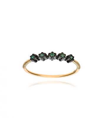 Δαχτυλίδι Σειρέ από Ροζ & Μαυρο Χρυσό Κ14 με Πέτρες Ζιργκόν 036207