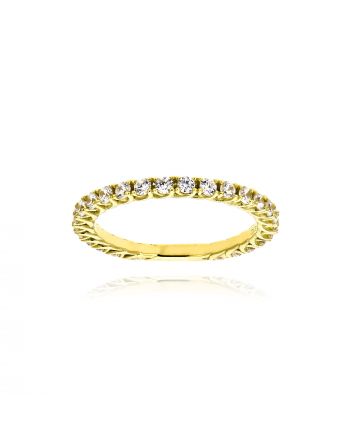 Σειρέ Δαχτυλίδι Ολόβερο από Κίτρινο Χρυσό Κ14 με Πέτρες Ζιργκόν 036210