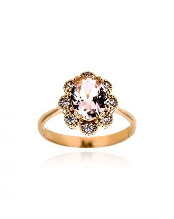 Δαχτυλίδι Ροζέτα από Ροζ Χρυσό Κ14 με Πέτρες Ζιργκόν 036213