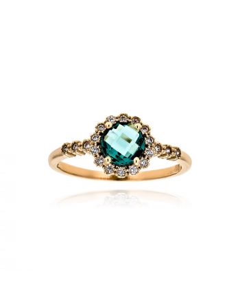 Δαχτυλίδι Ροζέτα από Ροζ Χρυσό Κ14 με Πέτρες Ζιργκόν 036216