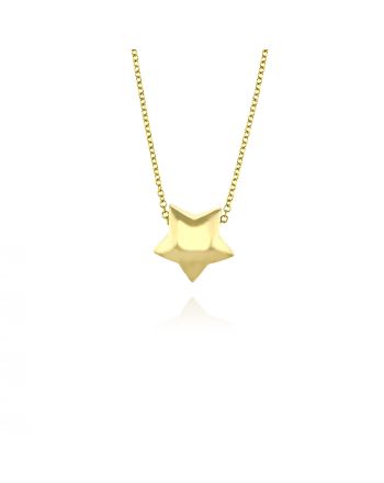 Μενταγιόν Αστέρι με Αλυσίδα από Κίτρινο Χρυσό Κ14 036359
