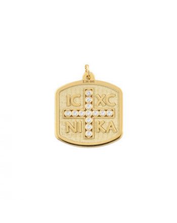 Μενταγιόν Κωνσταντινάτο από Κίτρινο Χρυσό Κ14 με Διαμάντια 036405