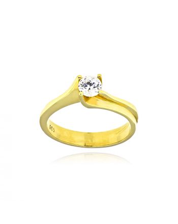 Μονόπετρο Δαχτυλίδι Val΄Oro από Κίτρινο Χρυσό Κ14 με Πέτρες Ζιργκόν 036649