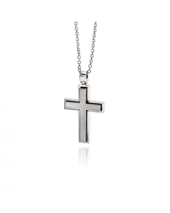 Σταυρός Βάπτισης με Αλυσίδα για Αγόρι από Λευκό Χρυσό Κ14 036709