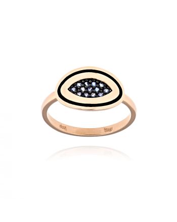 Δαχτυλίδι από Ροζ & Μαύρο Χρυσό Κ14 με Πέτρες Ζιργκόν 036718