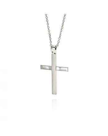 Σταυρός Βάπτισης με Αλυσίδα για Αγόρι από Λευκό Χρυσό Κ14 036782