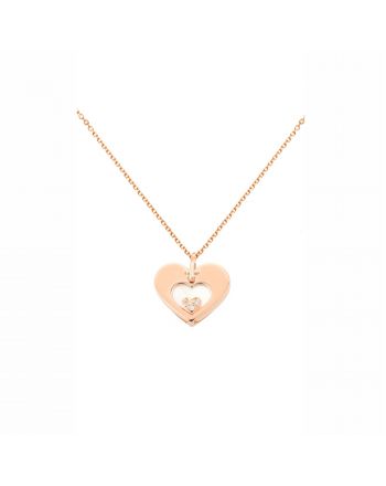 Μενταγιόν Καρδιά με Αλυσίδα από Ροζ Χρυσό Κ14 με Διαμάντι 037349