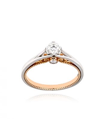 Μονόπετρο Δαχτυλίδι από Λευκό & Ροζ Χρυσό Κ18 με Διαμάντια 037700