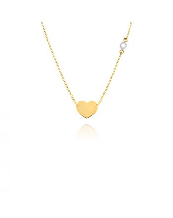 Μενταγιόν Καρδιά με Αλυσίδα απο Κίτρινο Χρυσό Κ14 037742
