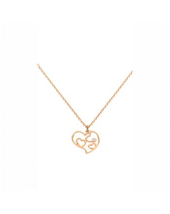 Μενταγιόν Καρδιά με Αλυσίδα από Ροζ Χρυσό Κ14 με Διαμάντι 037747
