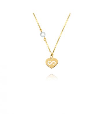Μενταγιόν Καρδιά με Άπειρο με Αλυσίδα από Κίτρινο Χρυσό Κ14 037762