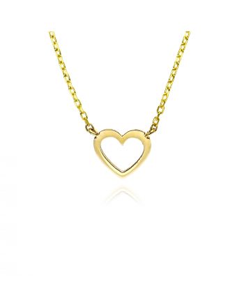 Μενταγιόν Καρδιά με Αλυσίδα από Κίτρινο Χρυσό Κ14 037794