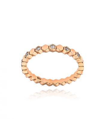 Δαχτυλίδι από Ροζ Χρυσό Κ18 με Διαμάντια 037878