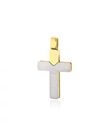 Σταυρός Βάπτισης Val' Oro Διπλής όψης για Αγόρι από Δίχρωμο Χρυσό 14 Καρατίων Κ14 038162