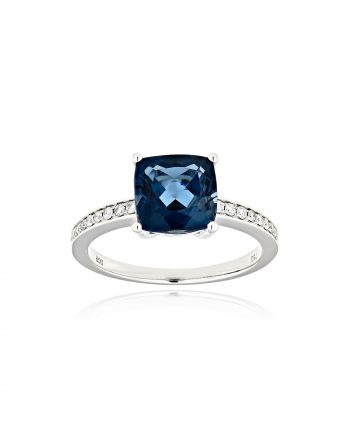 Δαχτυλίδι από Λευκό Χρυσό Κ18 με Διαμάντια και Τοπάζι 038210