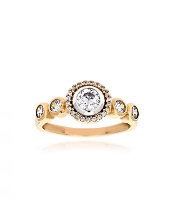 Δαχτυλίδι Ροζέτα από Ροζ Χρυσό Κ14 με Πέτρες Ζιργκόν 038305