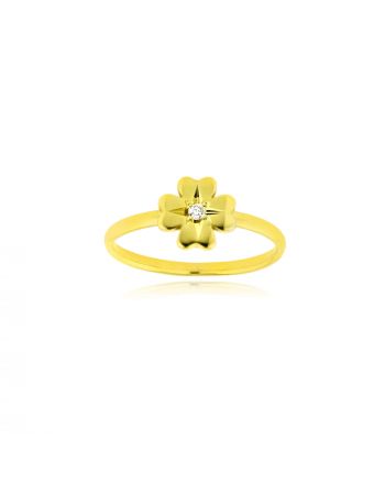 Δαχτυλίδι με Τετράφυλλο από Κίτρινο Χρυσό Κ14 με Διαμάντι 038422