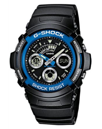 Ρολόι Casio G-Shock Quartz με Μαύρο Λουράκι από Καουτσούκ AW-591-2AER