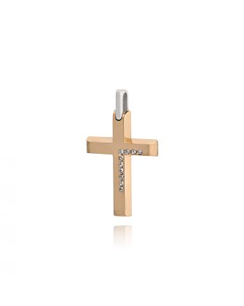 Σταυρός Βάπτισης Val΄Oro για Κορίτσι Ροζ Λευκό Χρυσό Κ14 με Πέτρες Ζιργκόν 038559