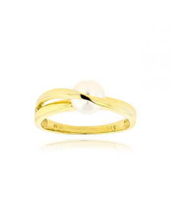 Δαχτυλίδι Κίτρινο Χρυσό 14 Καρατίων Κ14 με Μαργαριτάρι 038655