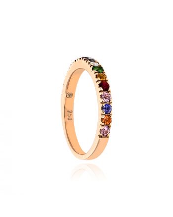Δαχτυλίδι από Ροζ Χρυσό Κ14 με Διαμάντια και Πολύτιμους Λίθους 038673
