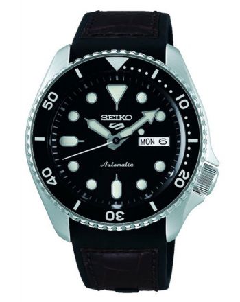 Αντρικό Ρολόι Seiko 5 Sports Αυτόματο με Λουράκι από Δέρμα και Σιλικόνη SRPD55K2F