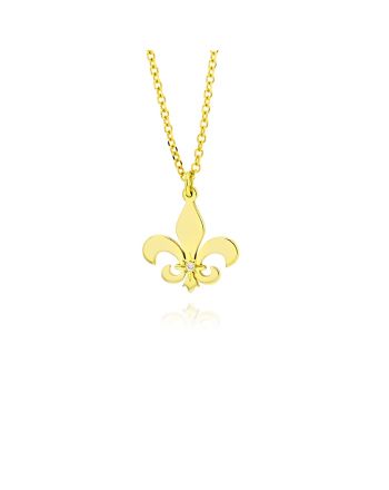 Μενταγιόν Fleur de Lys με Αλυσίδα από Κίτρινο Χρυσό Κ14 με Διαμάντι 039046